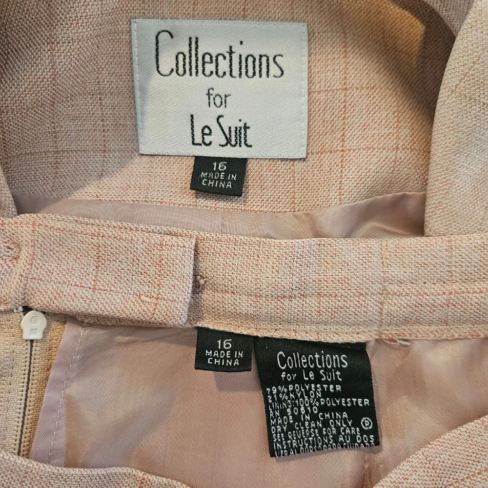 Women's Collections for Le Suit Pink Plaid Skirt Suit, Size 16 - Picture 2 of 8